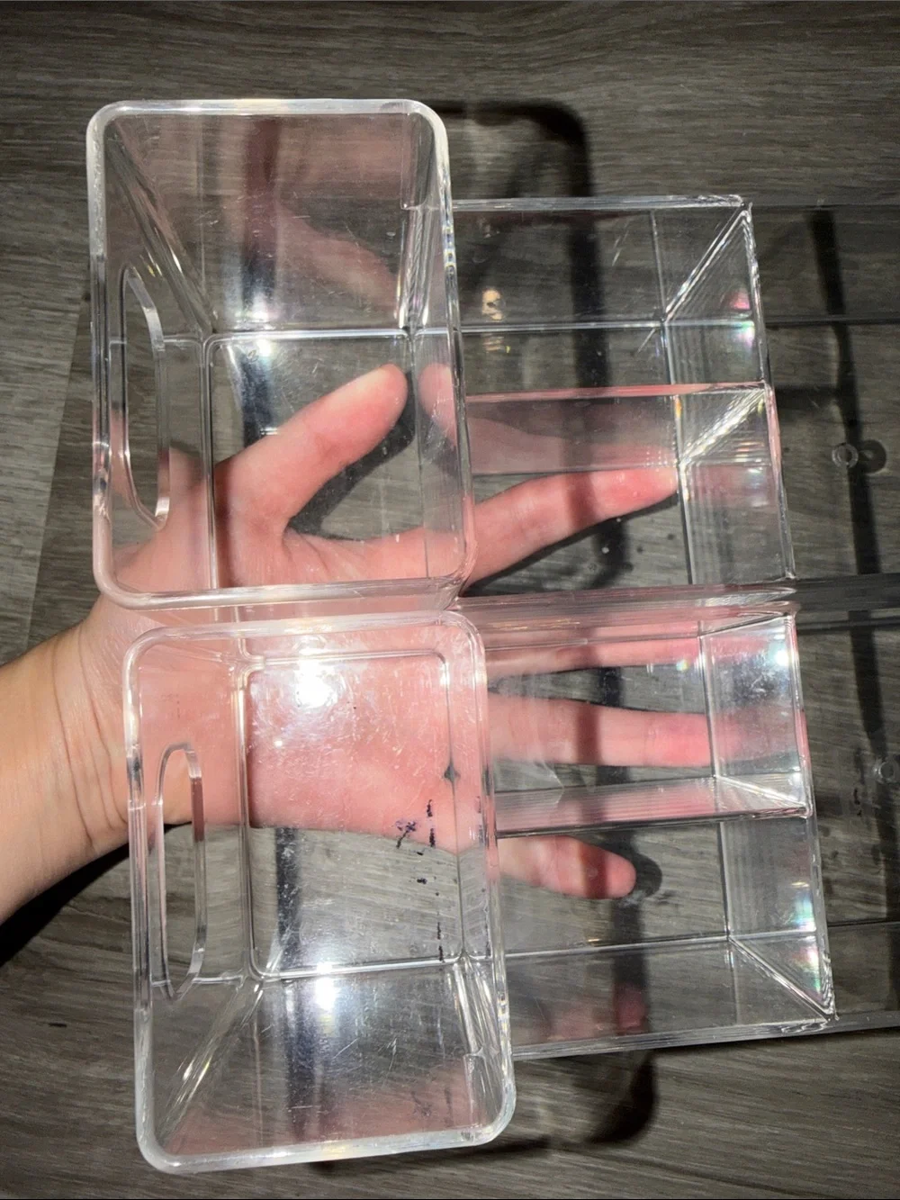 2 used clear acrylic vanity organizer